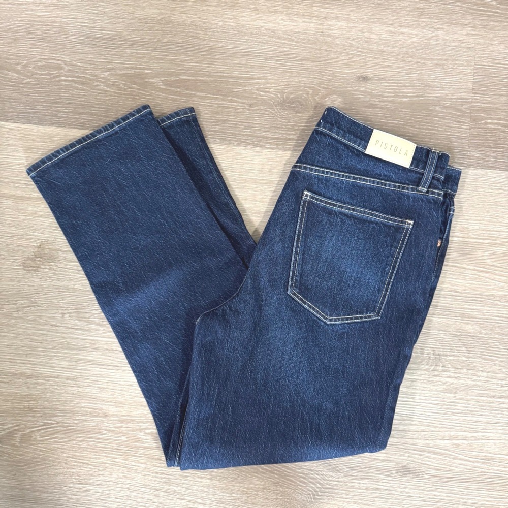 Pistola Bri Focus Jeans Women 31 Dark Blue High Rise Straight Leg Denim